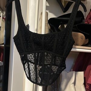 White Fox Boutique Black Lace Crop Top
